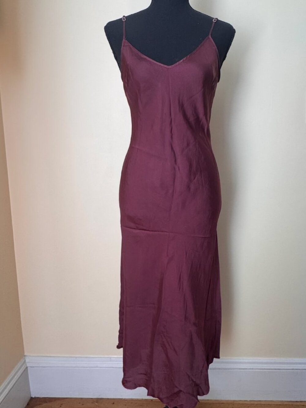 Organic John Patrick Silk Slip Maxi Dress Wine Bias Cut XS
